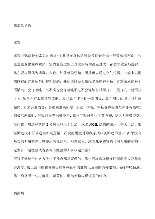 鹦鹉常见病