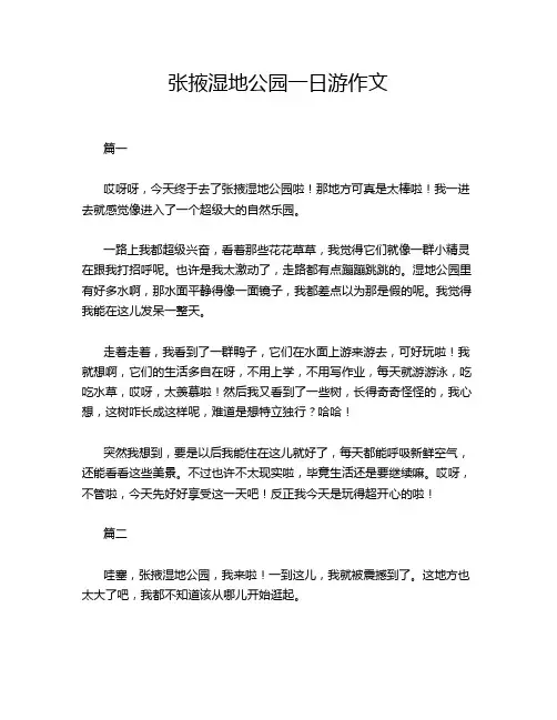 张掖湿地公园一日游作文