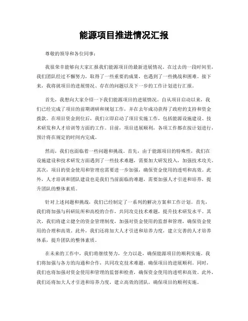能源项目推进情况汇报