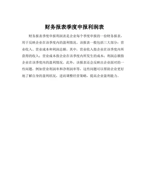 财务报表季度申报利润表