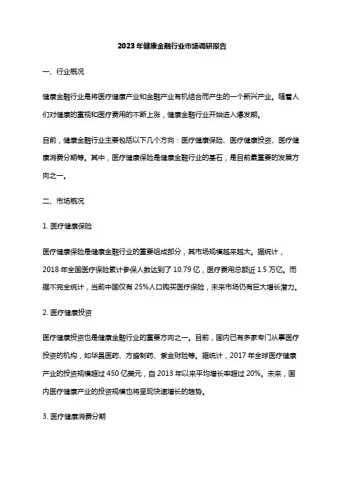 2023年健康金融行业市场调研报告