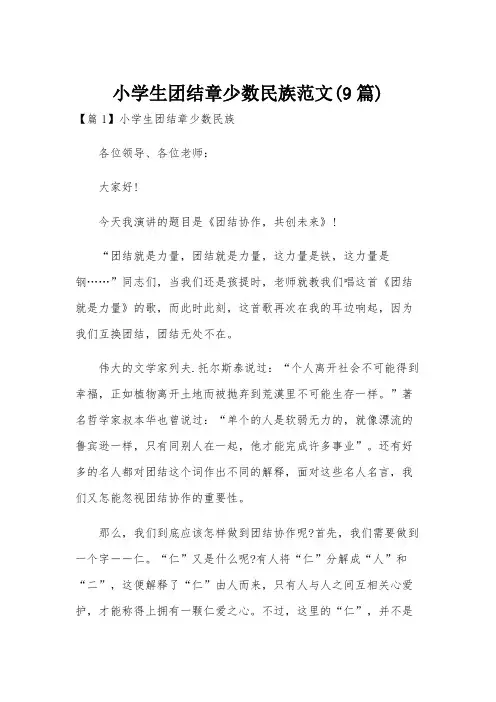 小学生团结章少数民族范文(9篇)