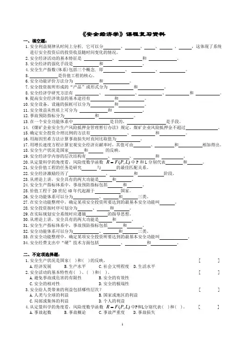 安全经济学复习题及参考答案