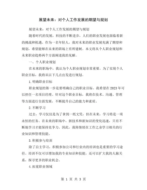 展望未来：对个人工作发展的期望与规划