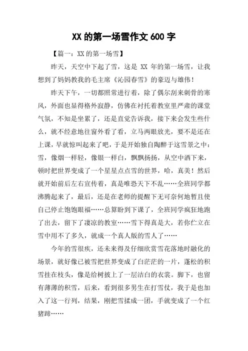 XX的第一场雪作文600字