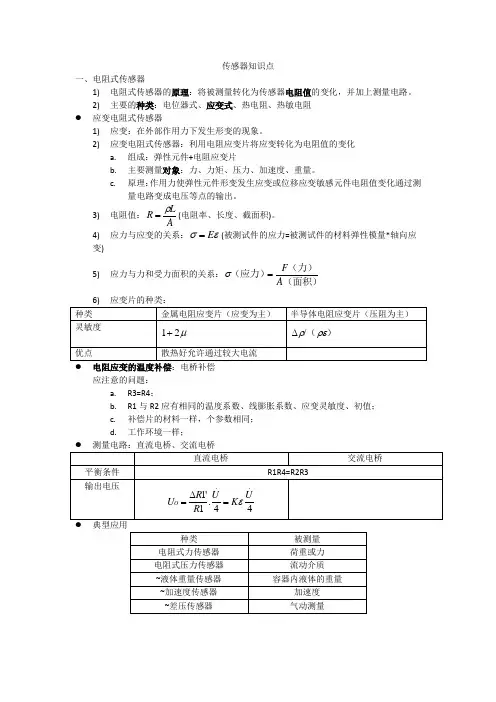 (完整版)传感器与检测技术第二版知识点总结