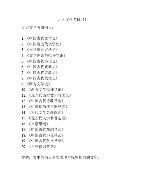 北大文学考研书目