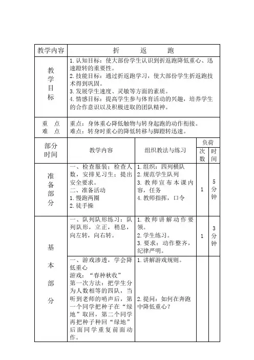 2024年小学四年级 国测折返跑 公开课教案