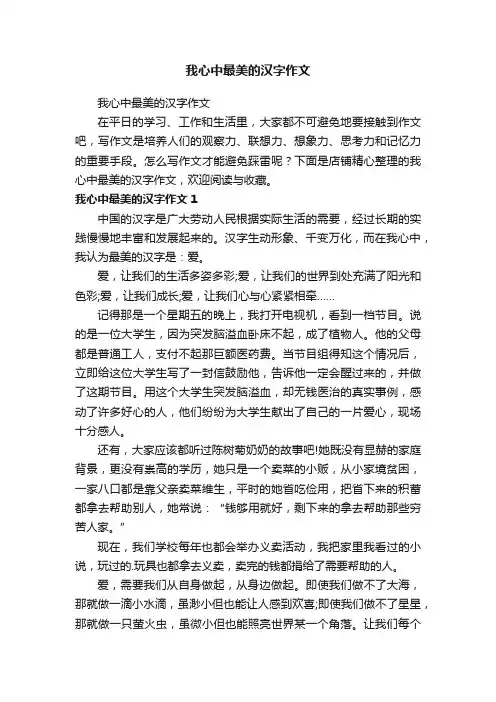 我心中最美的汉字作文