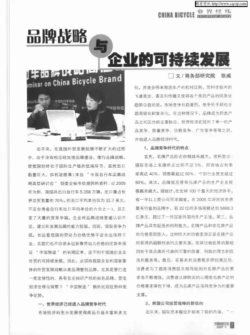 品牌战略与企业的可持续发展