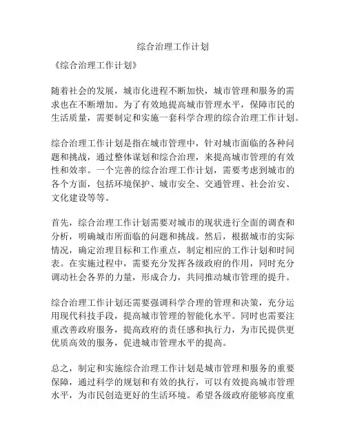 综合治理工作计划