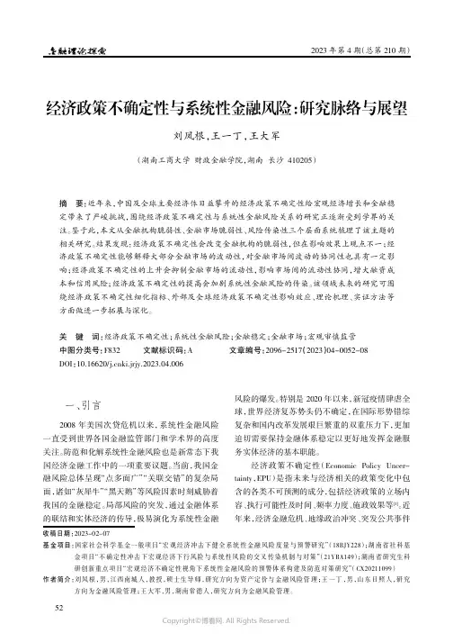 经济政策不确定性与系统性金融风险：研究脉络与展望