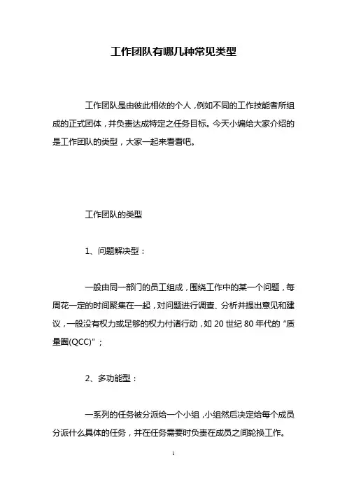 工作团队有哪几种常见类型