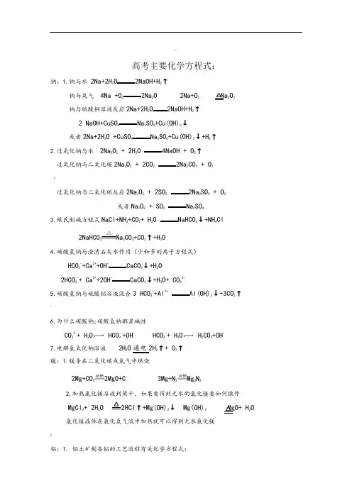 高考化学方程式必背