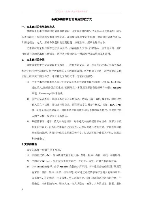 各类多媒体素材的常用获取方