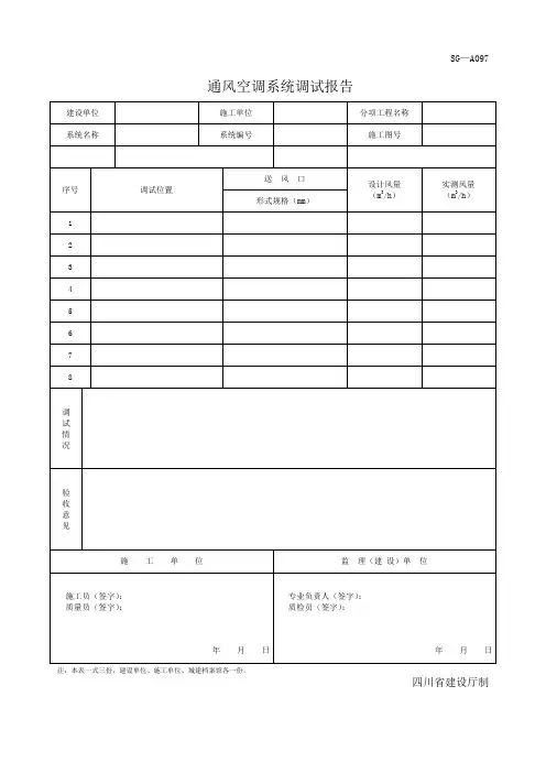 四川-通风空调系统调试报告 SG-A097