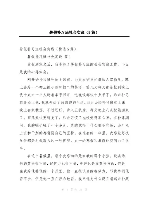 暑假补习班社会实践(5篇)