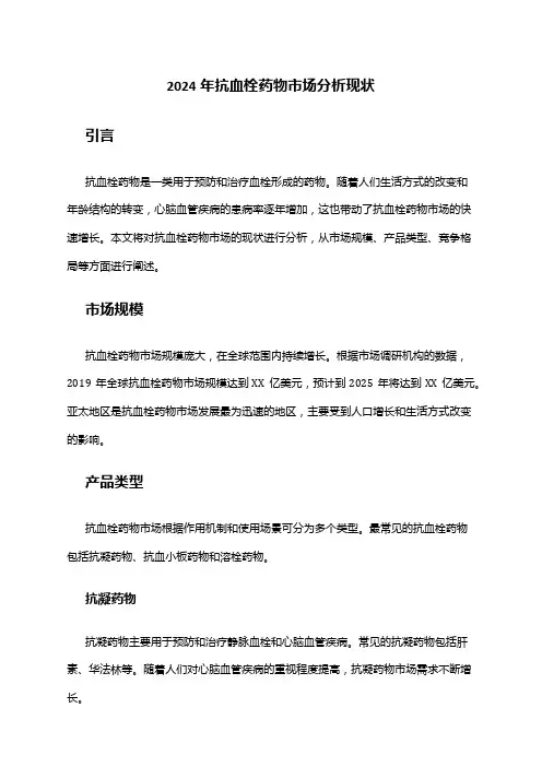2024年抗血栓药物市场分析现状