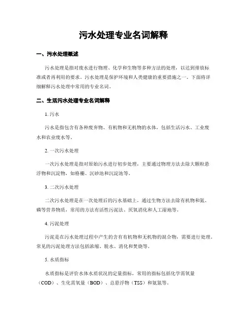 污水处理专业名词解释