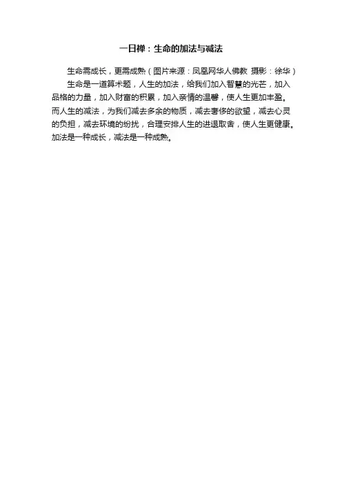 一日禅：生命的加法与减法