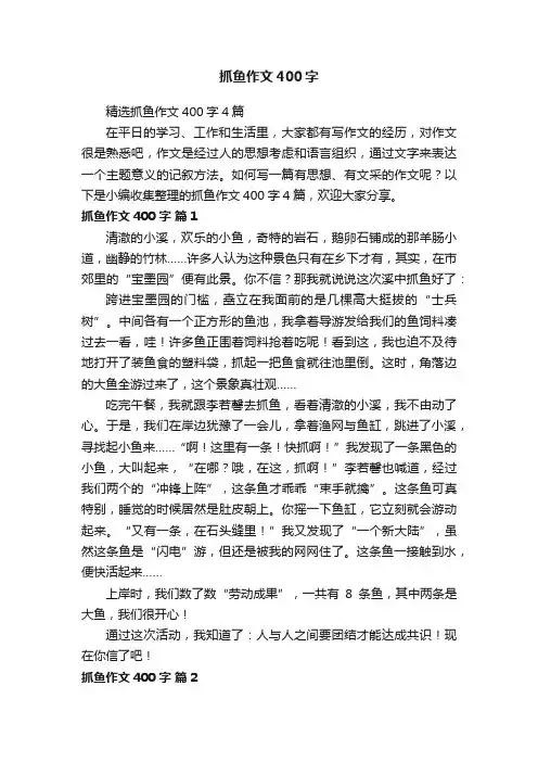 精选抓鱼作文400字4篇