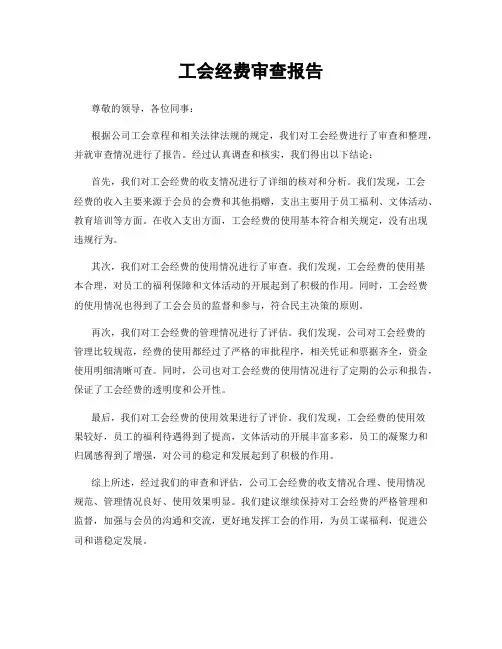 工会经费审查报告