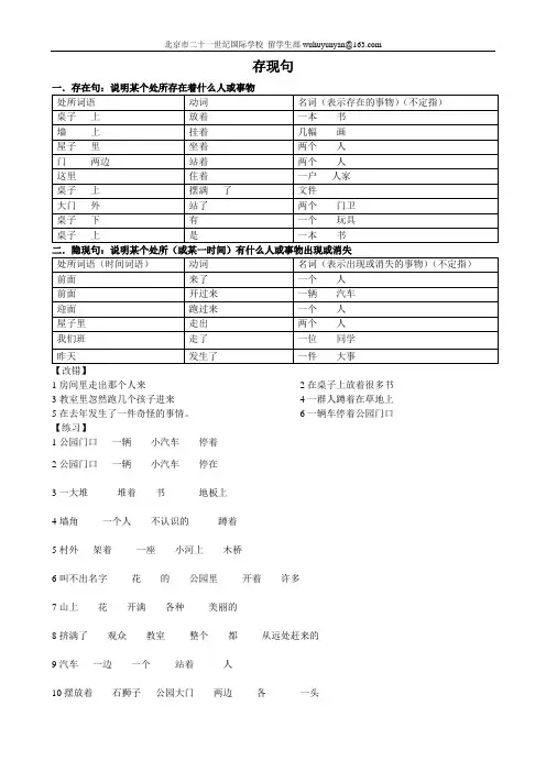 HSK语法讲练之存现句