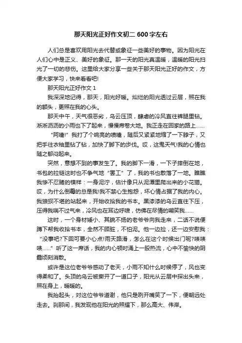 那天阳光正好作文初二600字左右