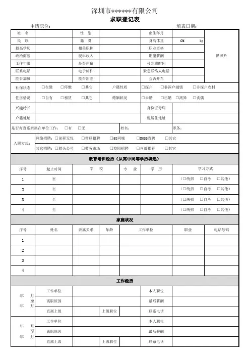 3：表单：求职申请表