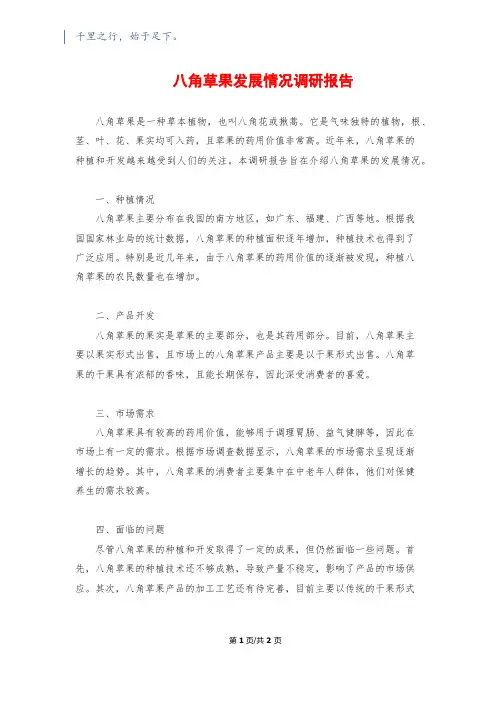 八角草果发展情况调研报告