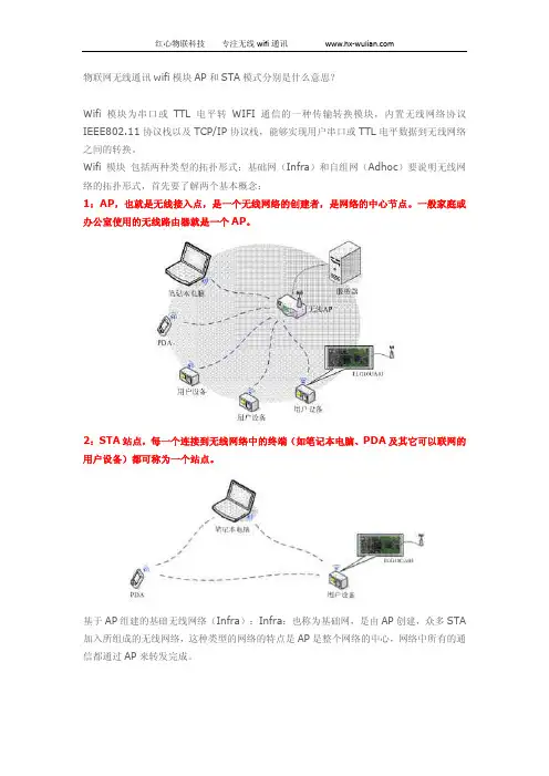 无线通讯wifi模块AP和STA模式分别是什么意思？
