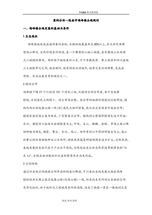 案例分析一陇南市鸡峰镇全域规划