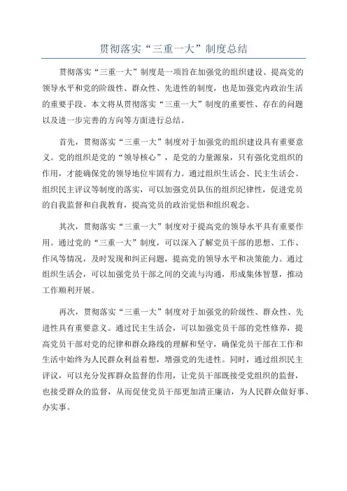 贯彻落实“三重一大”制度总结