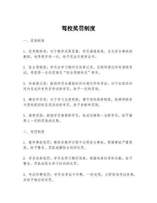 驾校奖罚制度