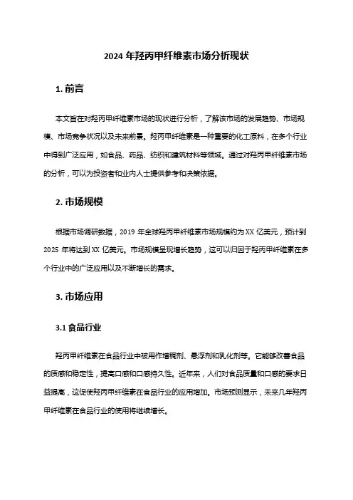 2024年羟丙甲纤维素市场分析现状