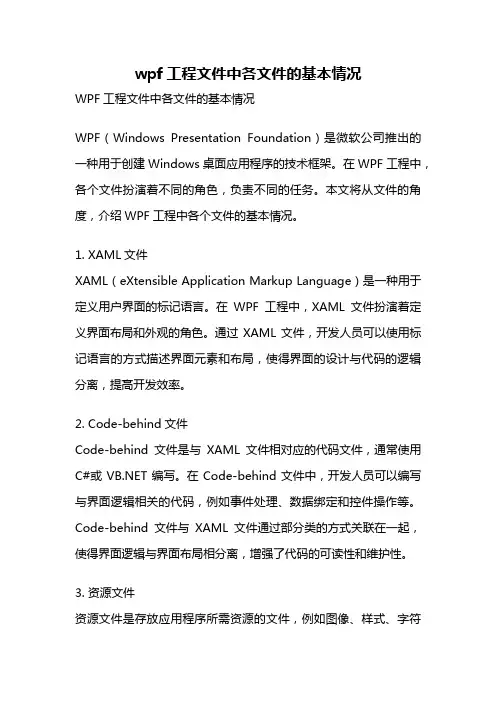 wpf工程文件中各文件的基本情况