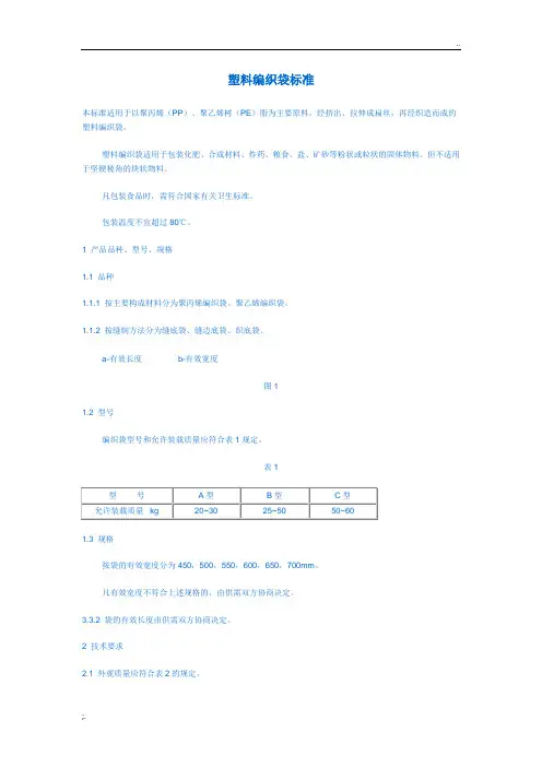 塑料编织袋标准