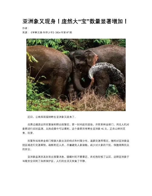 亚洲象又现身！庞然大“宝”数量显著增加！