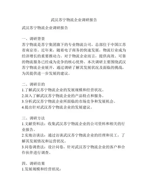 武汉苏宁物流企业调研报告