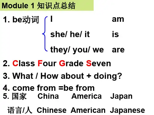 2012新版外研版七年级英语上册期末知识点复习M1-M10 课件
