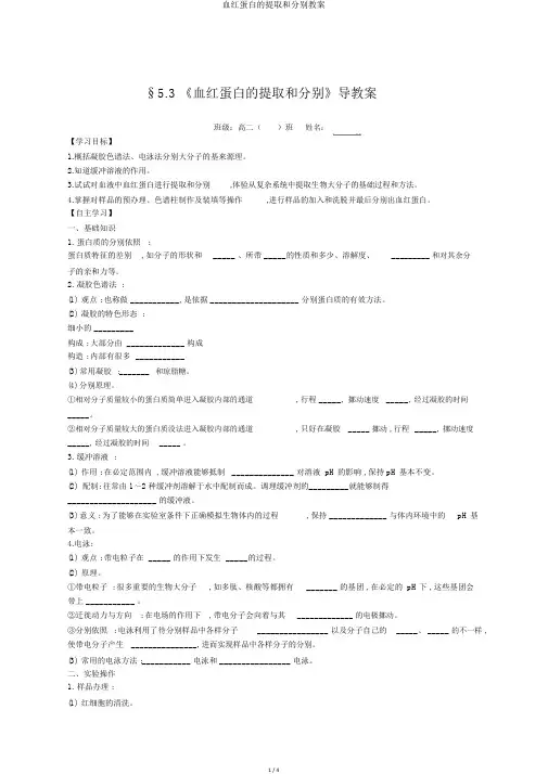 血红蛋白的提取和分离学案