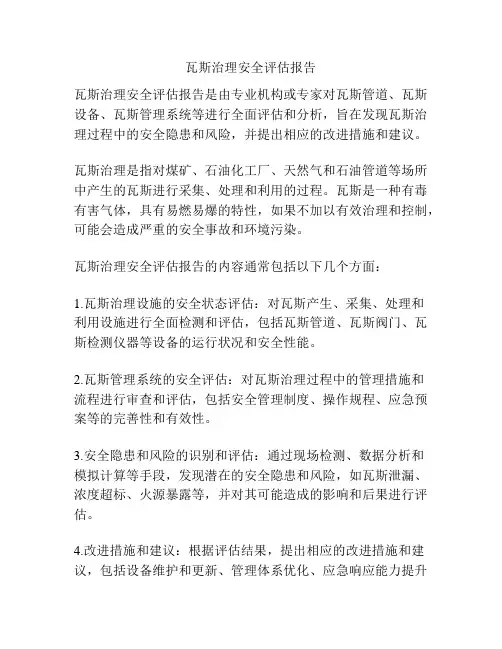 瓦斯治理安全评估报告