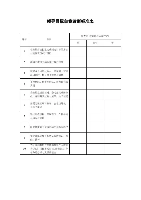 领导目标自我诊断标准表