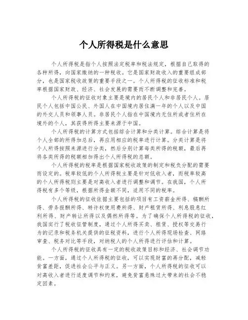 个人所得税是什么意思