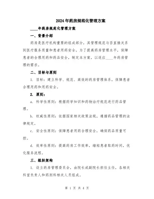 2024年药房规范化管理方案