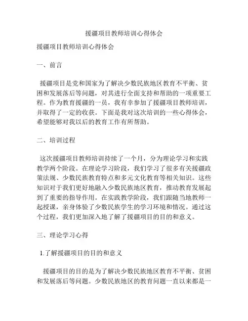 援疆项目教师培训心得体会
