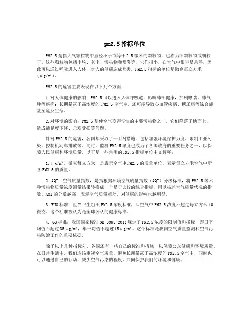pm2.5指标单位