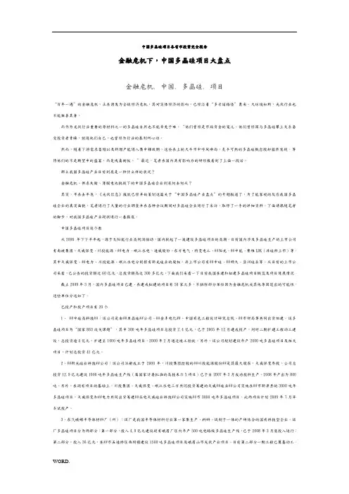 中国多晶硅项目各省市投资完全报告