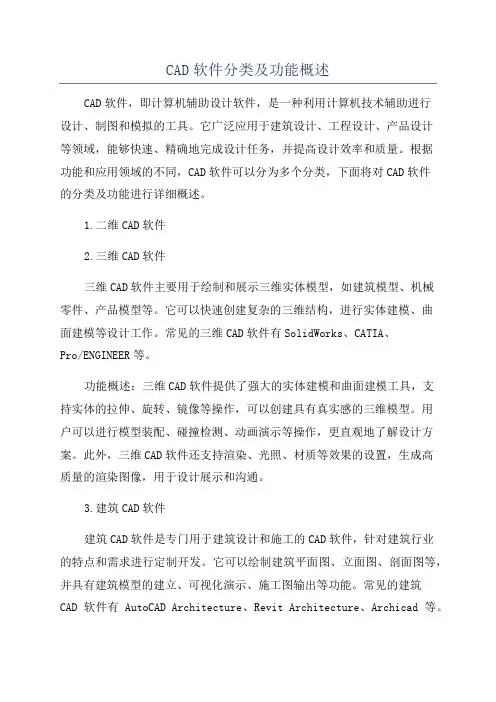 CAD软件分类及功能概述