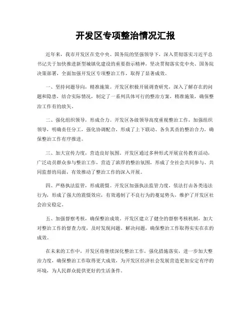开发区专项整治情况汇报